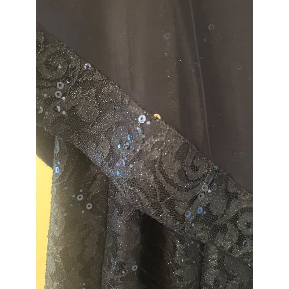 NWT Navy Blue Sequin Asymmetrical Overlay Dress Wedding MOB Holiday Formal Sz 14 - Picture 4 of 7